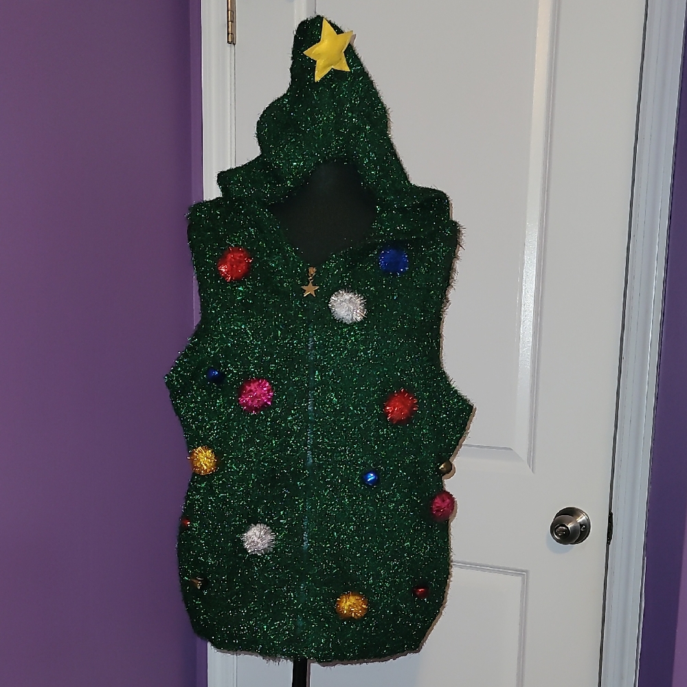 Festive Green Christmas Tree Cardigan